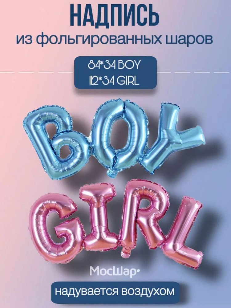 Фольгированные шары "Boy or Girl" МОСШАР, Гендер пати, Набор шаров фольгированных  #1