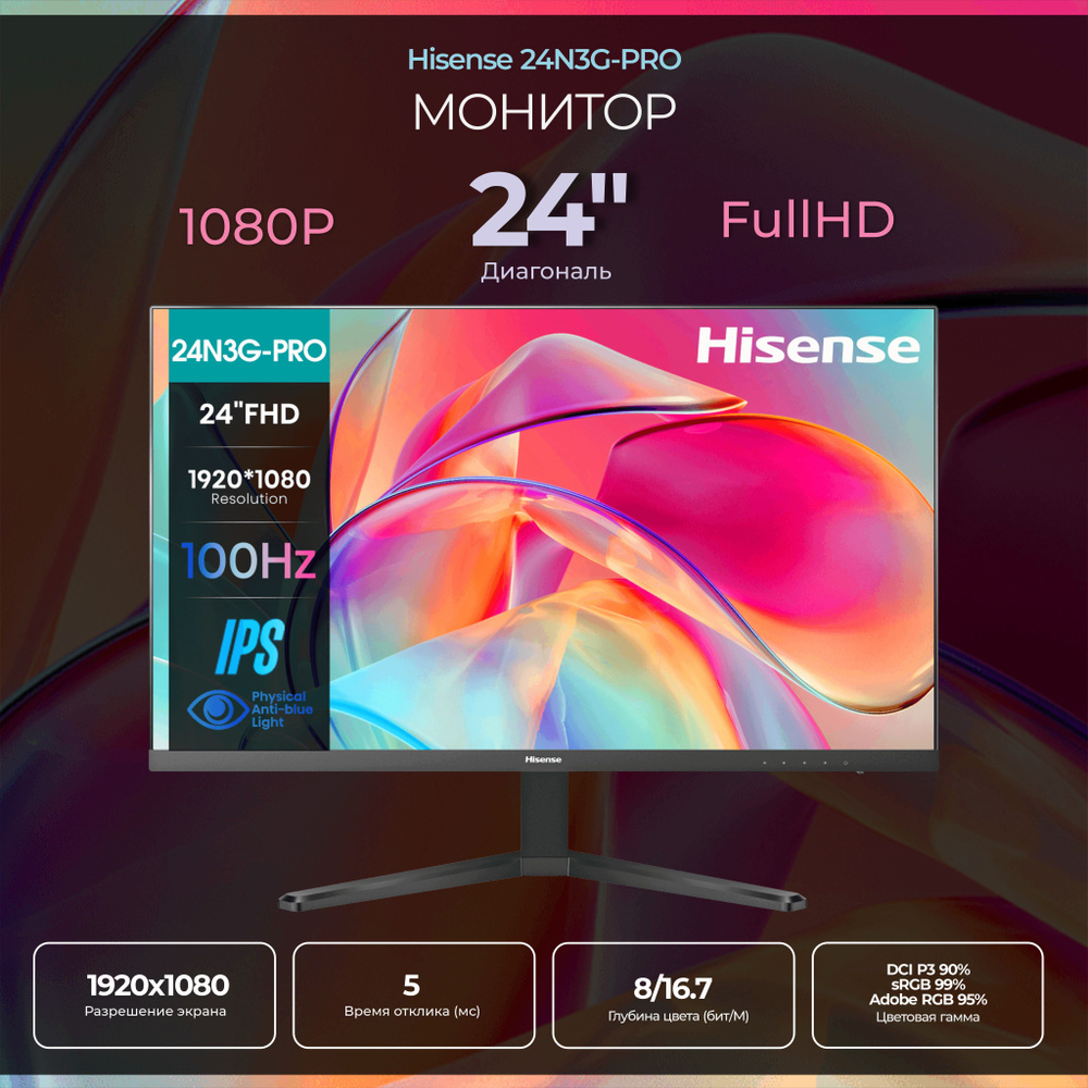 Hisense 24" Монитор 24N3G-PRO, черный #1