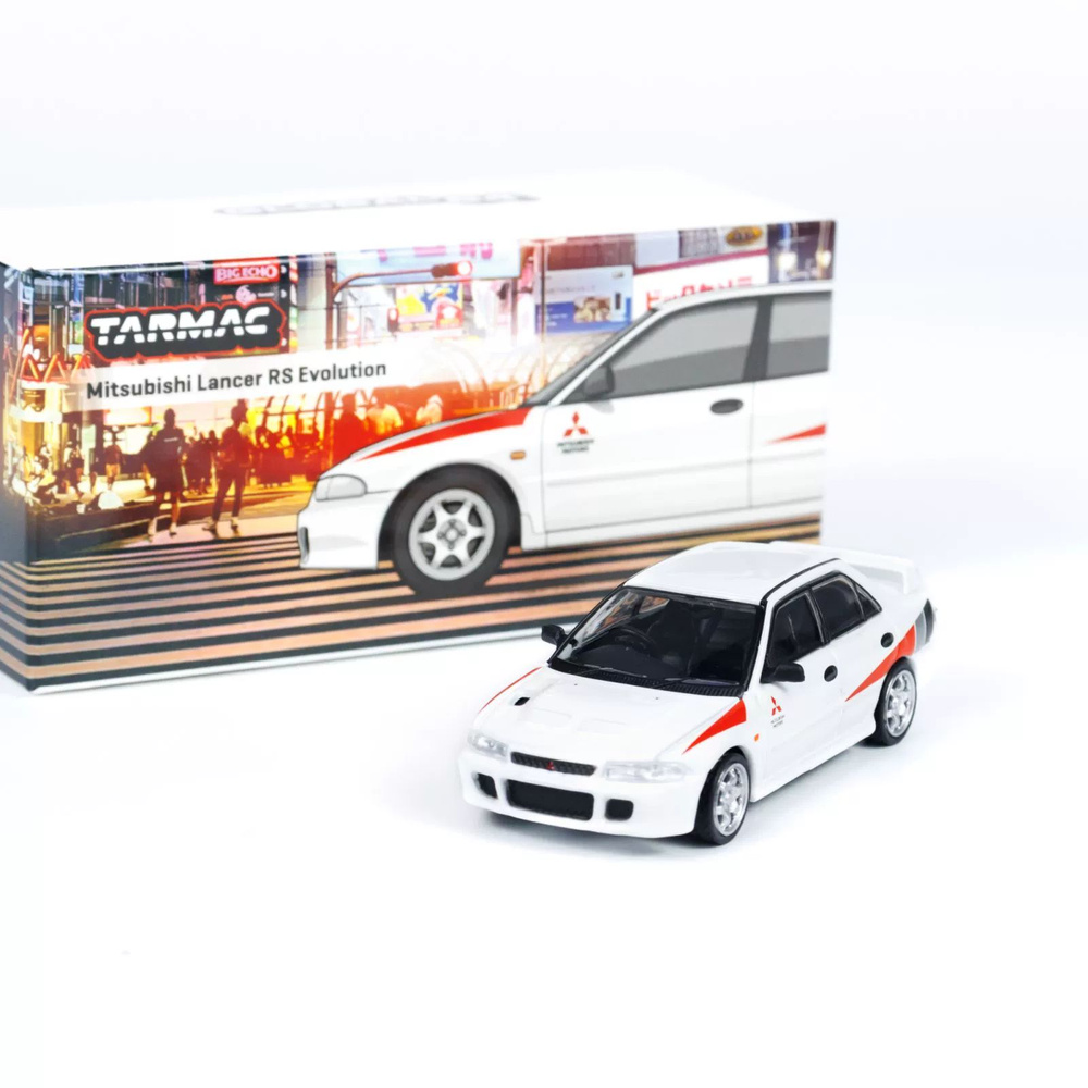 Машинка Tarmac Works 1:64 Mitsubishiancer RS Evolution White T64G-048-RS Collection diecast alloy car #1