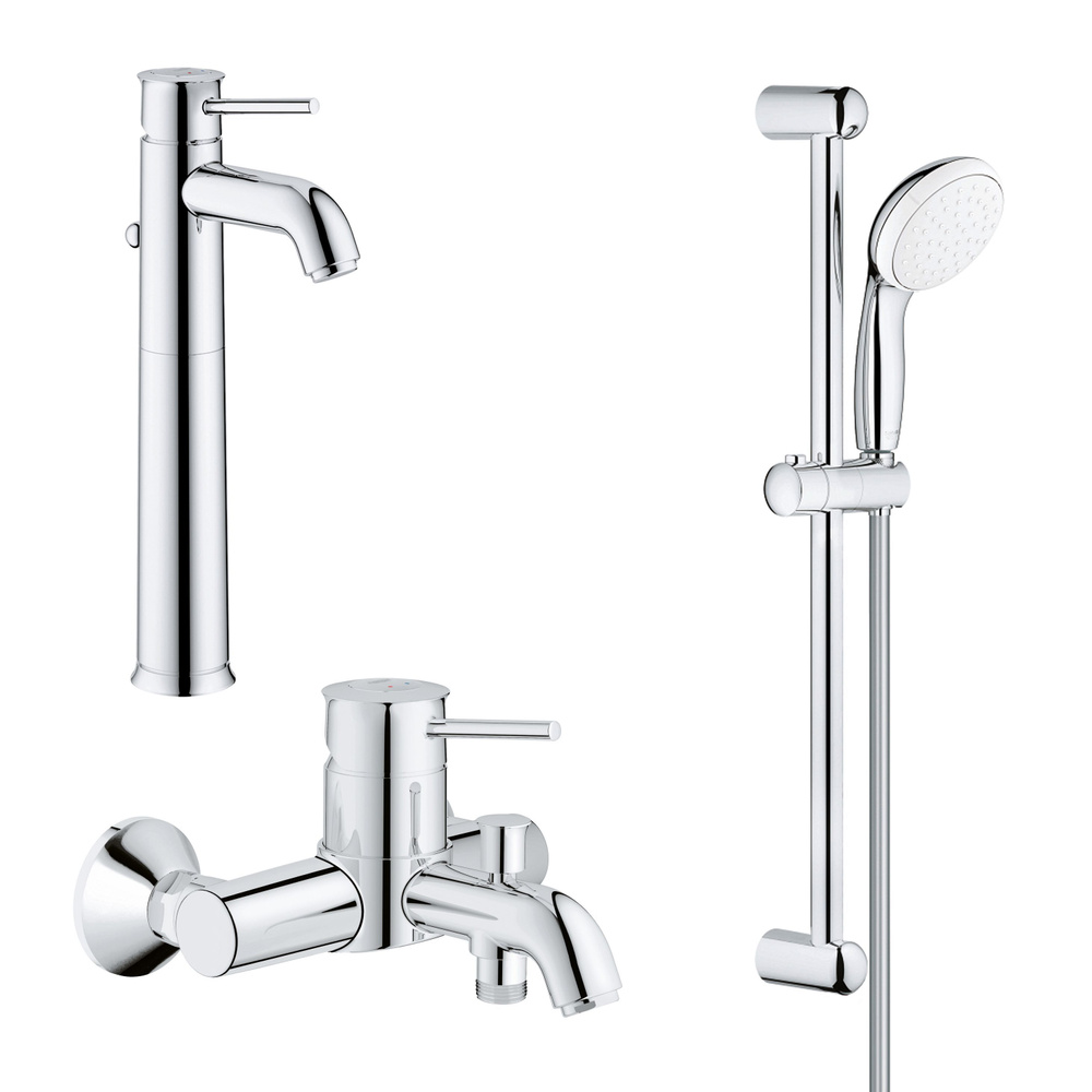 Комплект смесителей для ванной с высоким смесителем Grohe BauClassic XL-Size, хром  #1