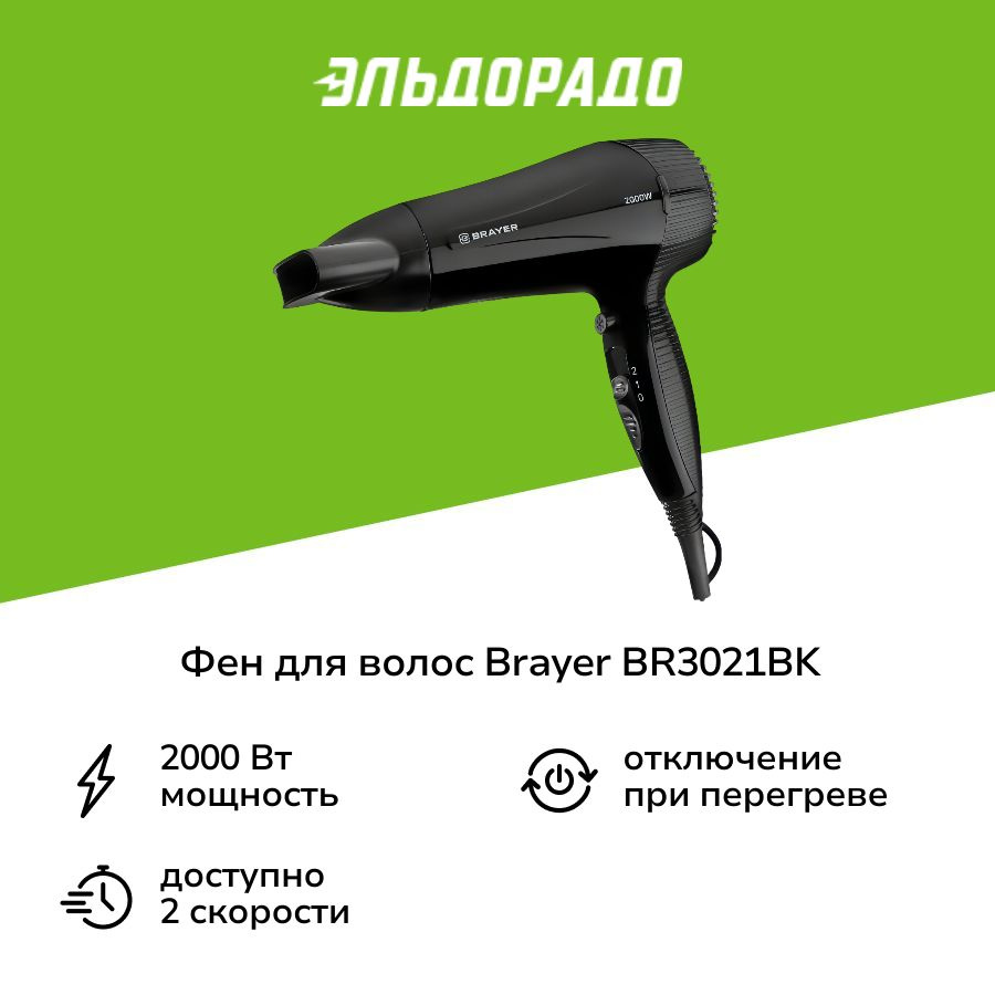 Фен настенный для волос Brayer BR3021BK #1