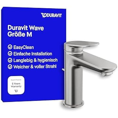 Смеситель для раковины Duravit Wave, размер M, высота излива 111 мм, смеситель для ванной комнаты с донным #1