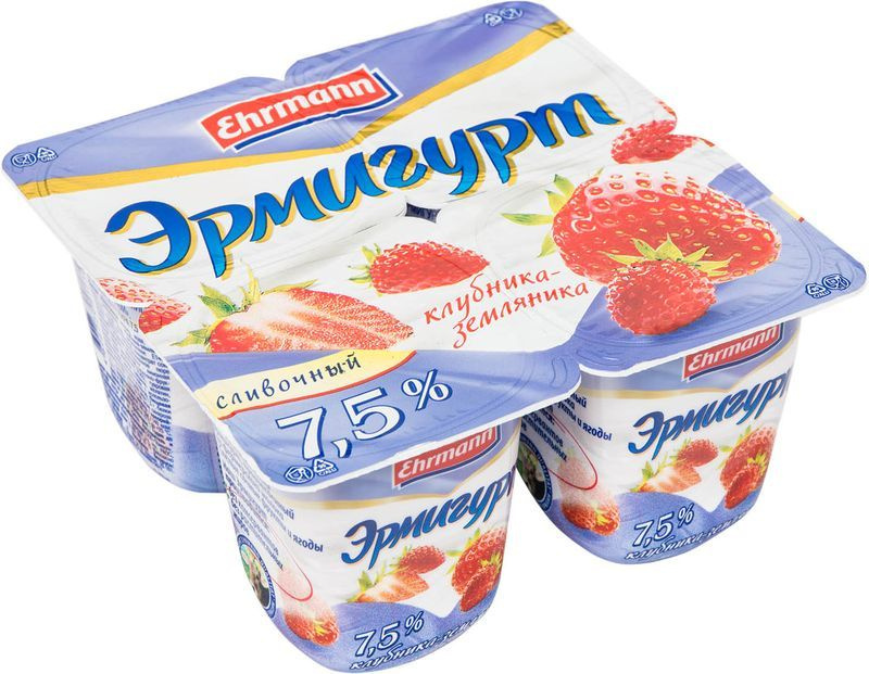 Продукт йогуртный Эрмигурт клубника-земляника 7.5%, 100г #1