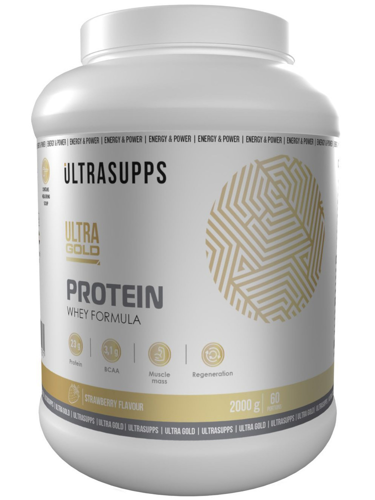 Сывороточный протеин UltraSupps Ultra Gold Protein Whey Formula - 2000 г, клубника  #1