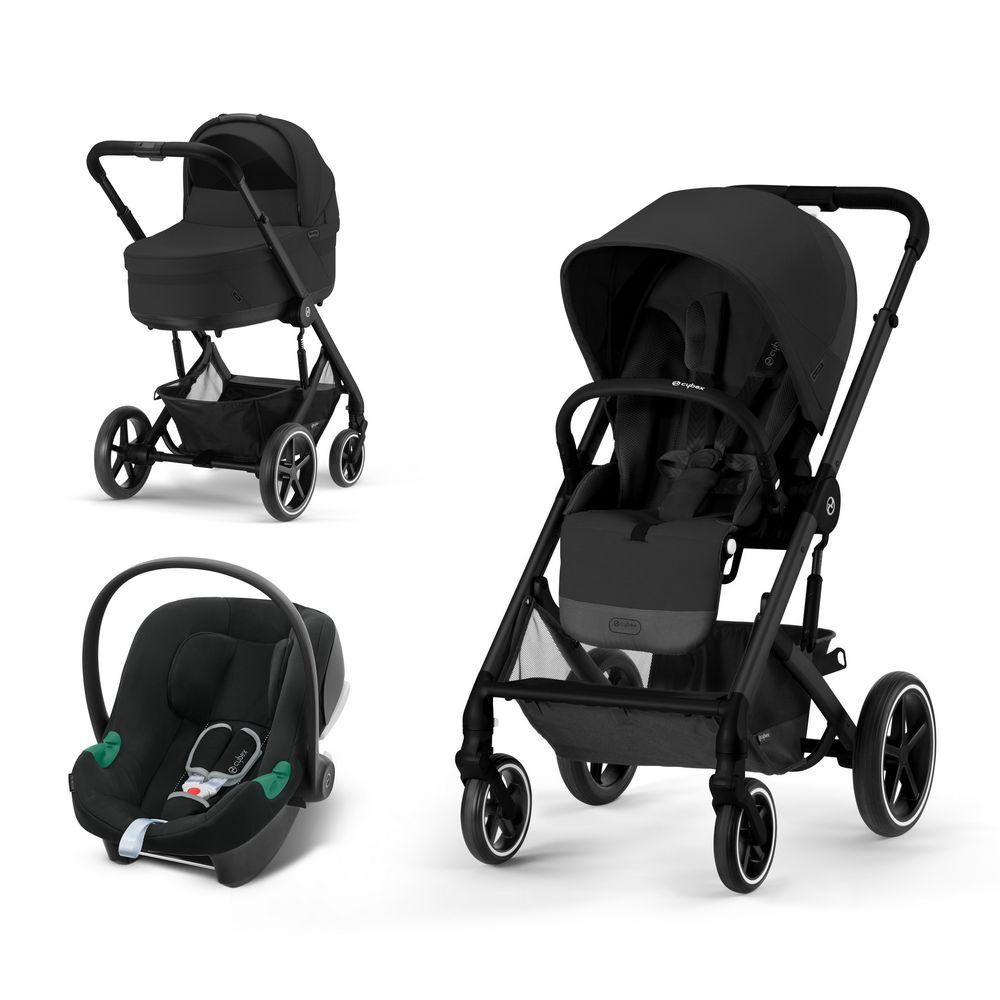 Коляска 3 в 1 Cybex Balios S LUX NEW 2023 Moon Black с дождевиком и автокреслом Aton B2 i-Size  #1