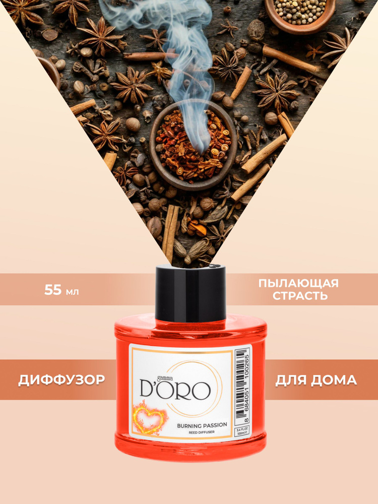 GAMMA D'ORO Диффузор ароматический для дома с палочками Пылающая страсть, 55 мл #1