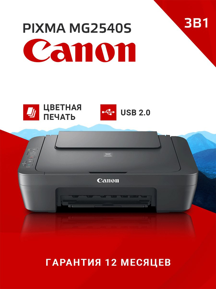 МФУ струйный цветной Canon Pixma MG2540S А4 принтер, сканер