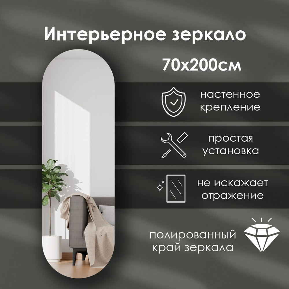 Сфера Отражения Зеркало настенное "baze-eln", 70 см х 200 см, 1 шт #1