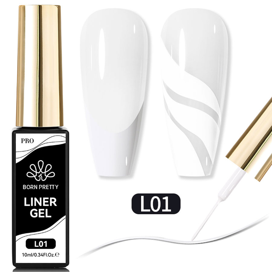 Born Pretty, Pure Color Liner Gel - гель-лак с тонкой кистью для дизайна ногтей L01, 10 мл #1