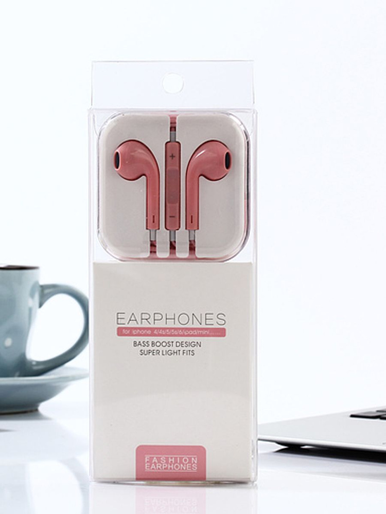 EAROOK Наушники проводные с микрофоном, 3.5 мм, розовый #1