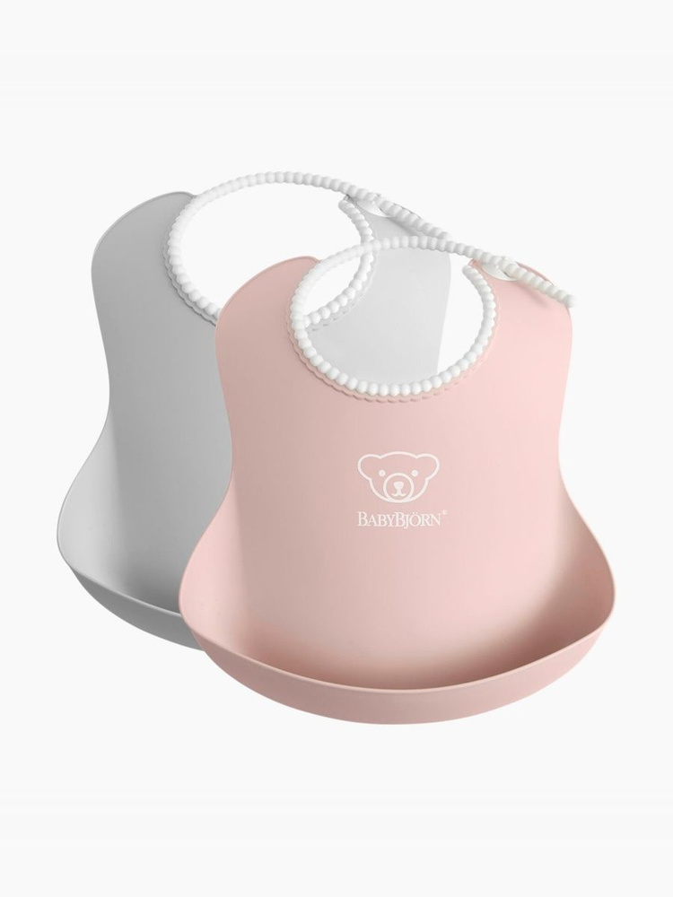 Нагрудник BabyBjorn Baby Bib, 2 шт, Серый/Пудровый Розовый #1