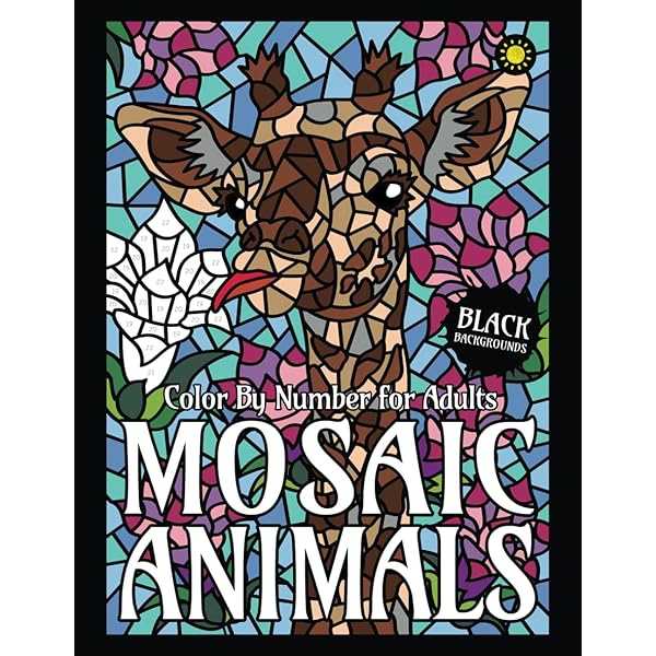 Mosaic Animals Color By Number for Adults (BLACK backgrounds): Activity Coloring Book for Adults Relaxation #1