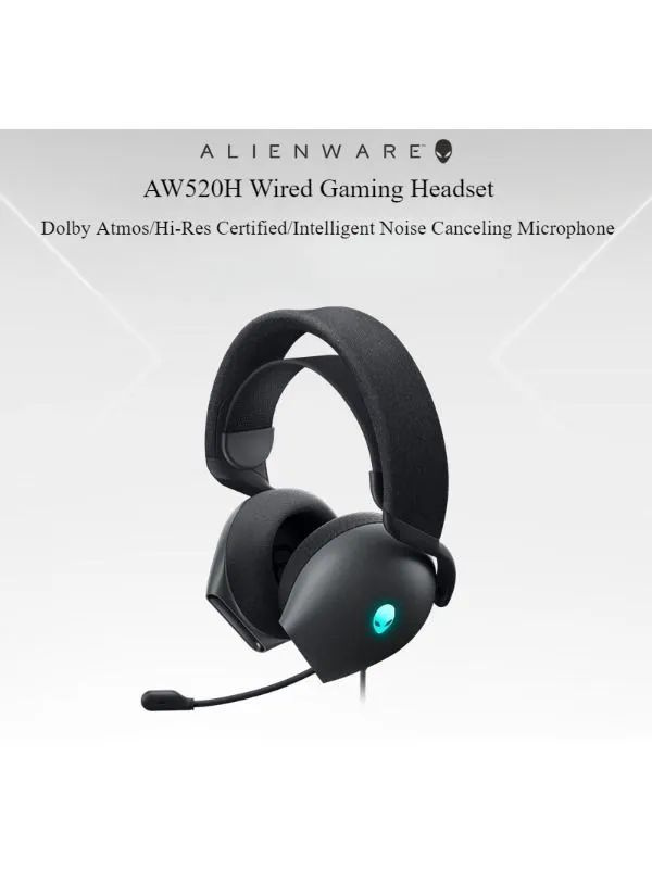 Alienware Наушники проводные с микрофоном, 3.5 мм, USB, черный матовый #1