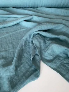 Ткань Лен 100% "Арктический лед" 1м х 1,45м ширина, умягченный с эффектом мятости краш 190г/м2 для шитья одежды Подобрали для вас