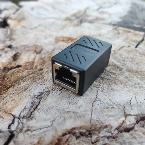 Соединительный модуль (Переходник) RJ-45/RJ-45 (8P8C) прямой контакт/ Черный / Боченок LAN