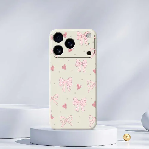Мягкая оболочка из ТПУ с принтом ленточек-бабочек и сердечек, защищает телефон от царапин и подходит