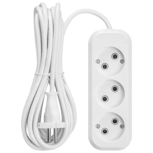 Удлинитель FEBOX FB-011040, 5 м, 3-местный, б/з, IP20, 10А, белый