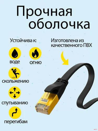 Кабель для интернет-соединения RJ-45/RJ-45, 1.5 м, черный