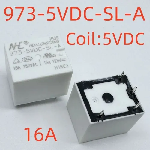 3pcs Реле для бытовой техники 16А, 5VDC, 4 вывода, 973-5VDC-SL-A