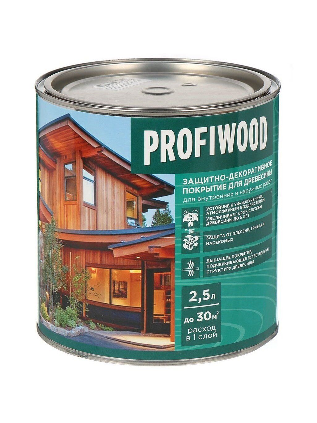 ПропиткаProfiwoodдлядеревазащитно-декоративная,сосна,2.3кг,полуматовая,длявнутреннихинаружныхработ