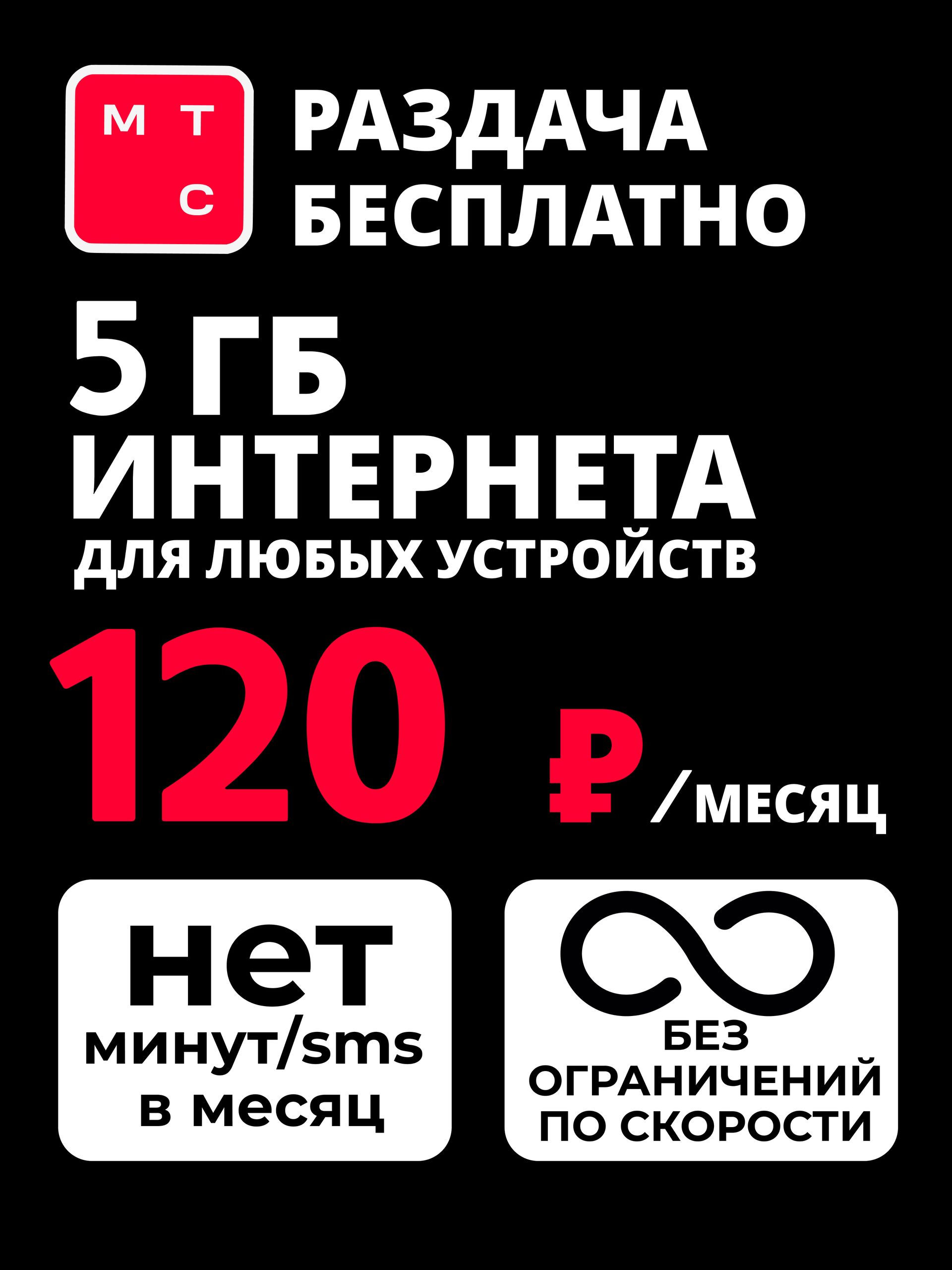 SIM-картаМТСдлянавигаторов,планшета,телефона,видеокамернаблюдения,автомагнитол,модема,роутера,gsmшлагбаумов,умныеустройства