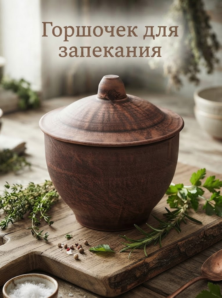 Горшочек для запекания Классика , 600 мл, красная глина