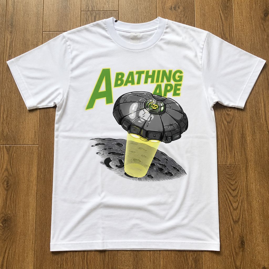 Футболка Bape APE head UFO ON moon TEE