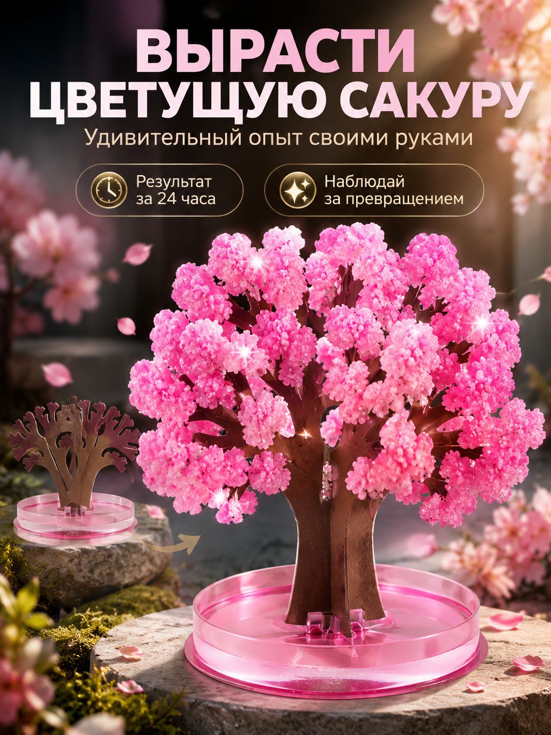 Волшебное дерево растущее из кристаллов Эврики "Цветущая сакура" / Кристаллы для детей