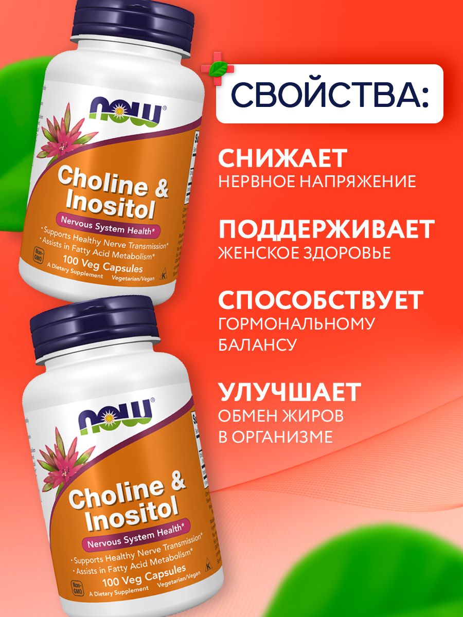 Now, Choline & Inositol 500 мг, 100 капсул