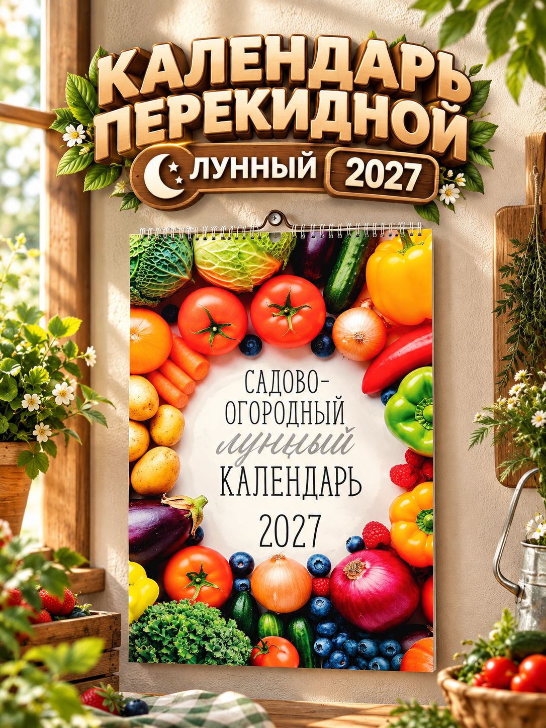 Календарь перекидной на ригеле А3 "Садово-огородный" 2027