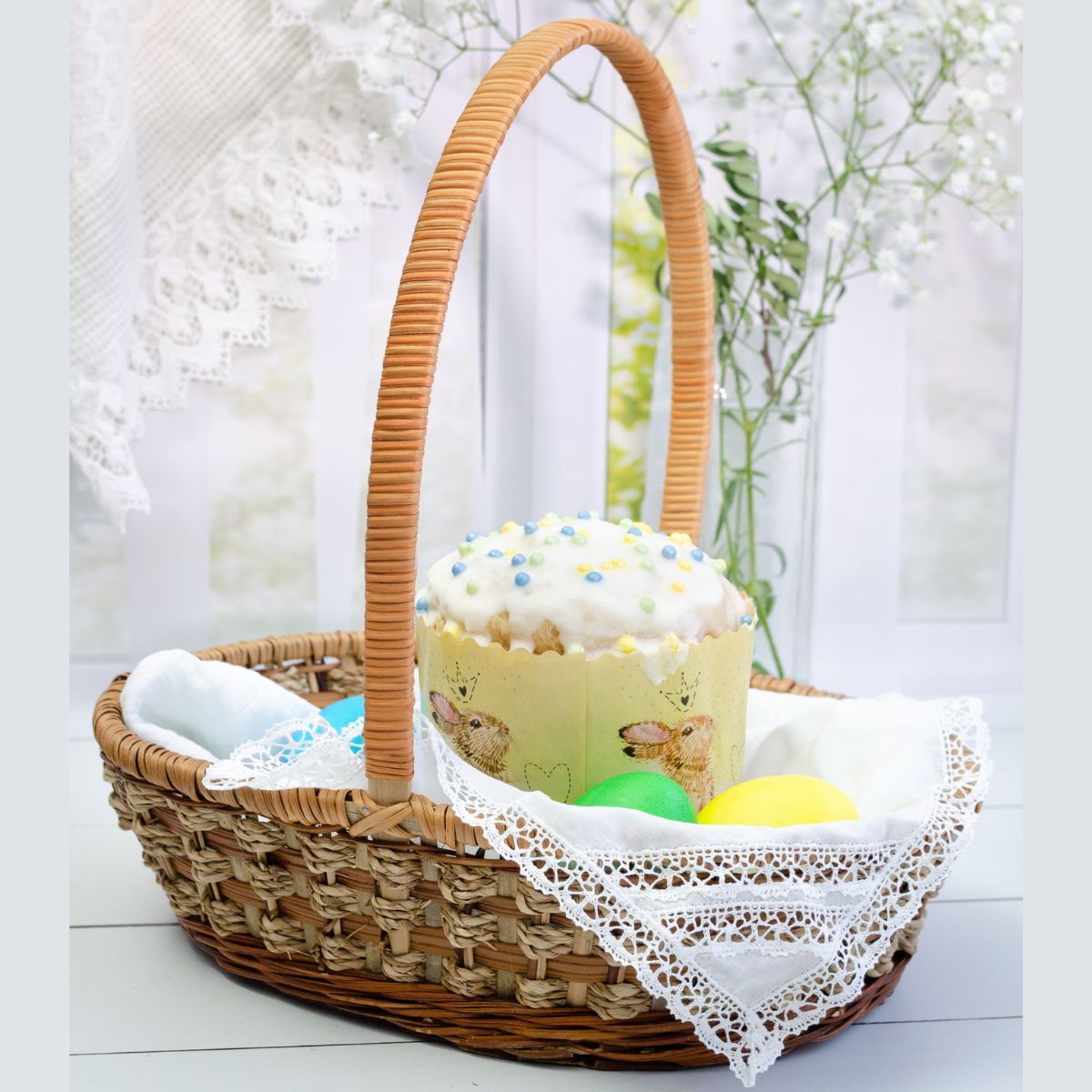 Корзина пасхальная, плетеная корзинка для яиц и куличей на Пасху ...