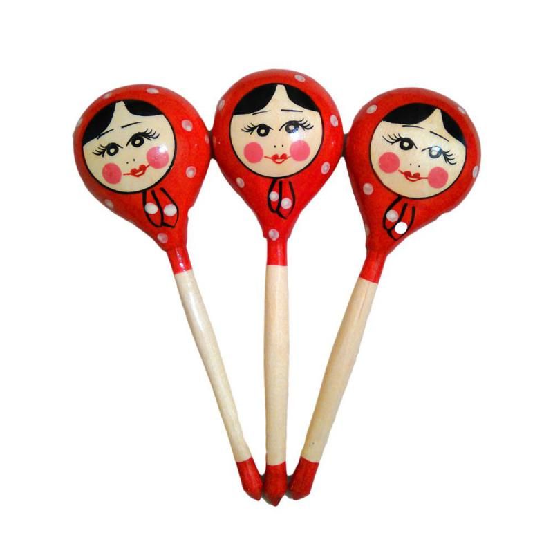 Ложка дер. столовая МАТРЕШКА полубаская роспись, арт. П12971, 6601