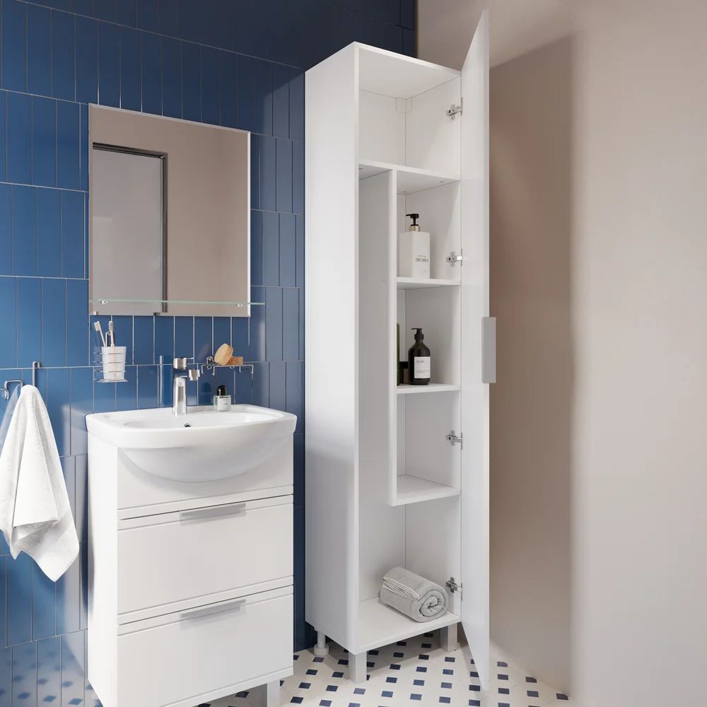 ШкафпеналдляваннойDIWOДмитров45напольныйдляxранения,узкий,45x196x32см,белый