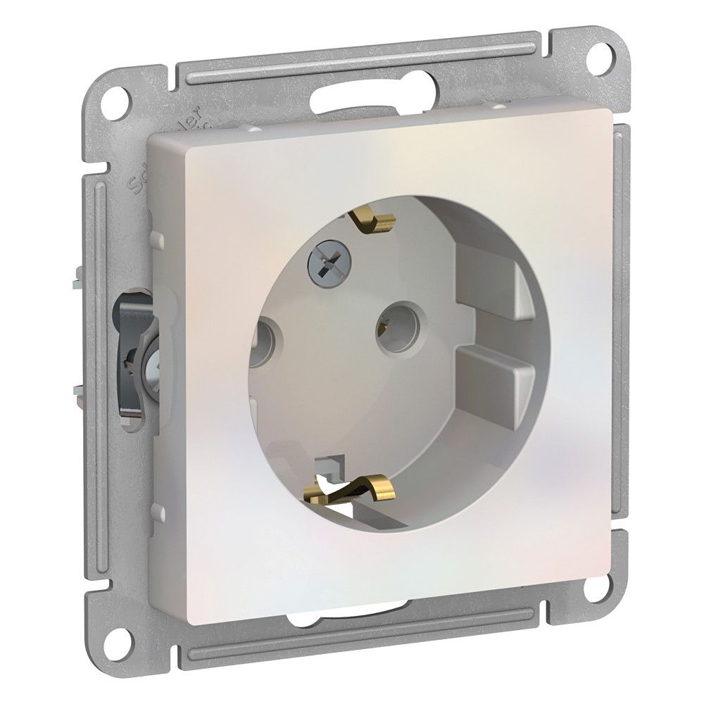 РозеткаШнайдерSystemeElectric(SchneiderElectric)AtlasDesignсзаземлением16А,механизм,Жемчуг(матовая)ATN000443