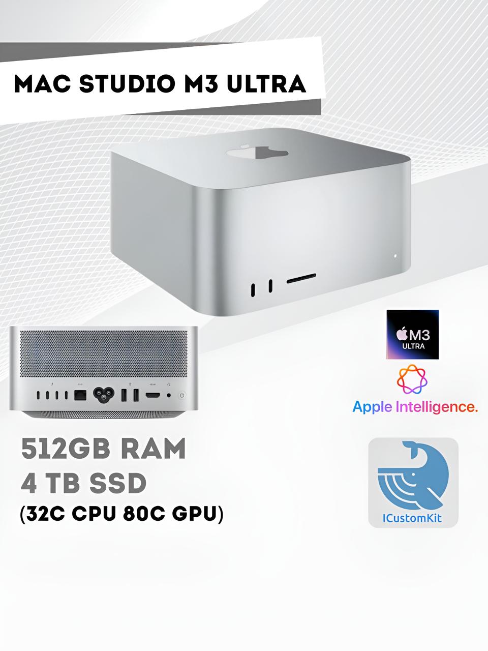 Apple Мини-ПК Mac Studio M3 Ultra 32C CPU, 80C GPU, 512GB RAM, 4TB