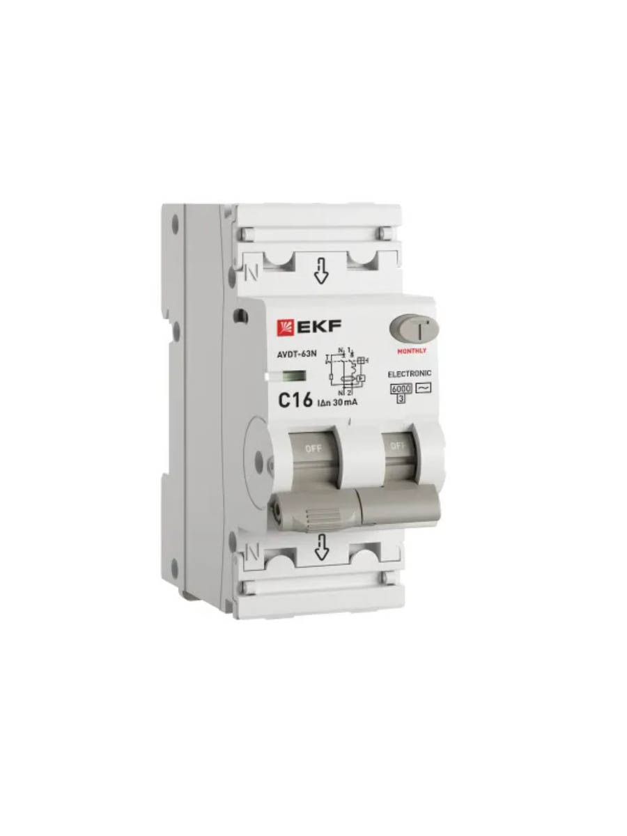 АвтоматическийвыключательдифференциальноготокаАВДТ-63N1P+N16А30мАхарактеристикаCтипAСэлектронный6кАPROXIMAD63N26E16C30