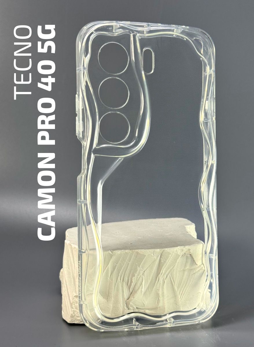 ЧехолнаTecnoCamon40Pro5G/ЧехолТехноКамон40Про5Джисзащитойкамеры,рельефный,прозрачный