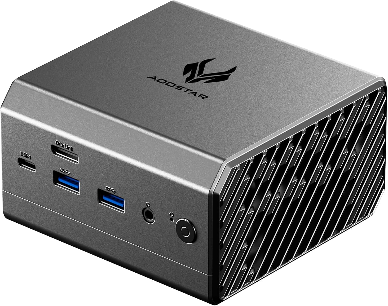 AOOSTARМини-ПКGT372026Новый,PCIe4.0x4(2отсека),USB4.0,OCulink,DP+HDMI+DC,USB3.2,2портаEthernet2.5G(AMDRyzenAI9HX370,RAM32ГБ,SSD1024ГБ,AMDRadeon890M,Windows11Pro),темно-серый