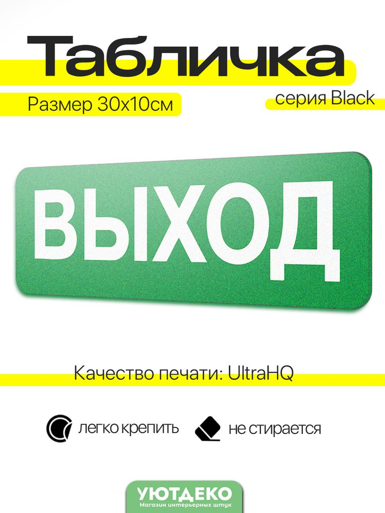 Табличка на дверь, на стену "ВЫХОД" 30х10см #1