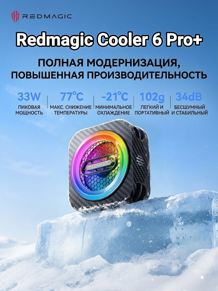 Охладитель для телефона/планшета Redmagic Cooler 6 Pro+, мощность охлаждения 33 Вт, ИИ-контроль температуры, #1