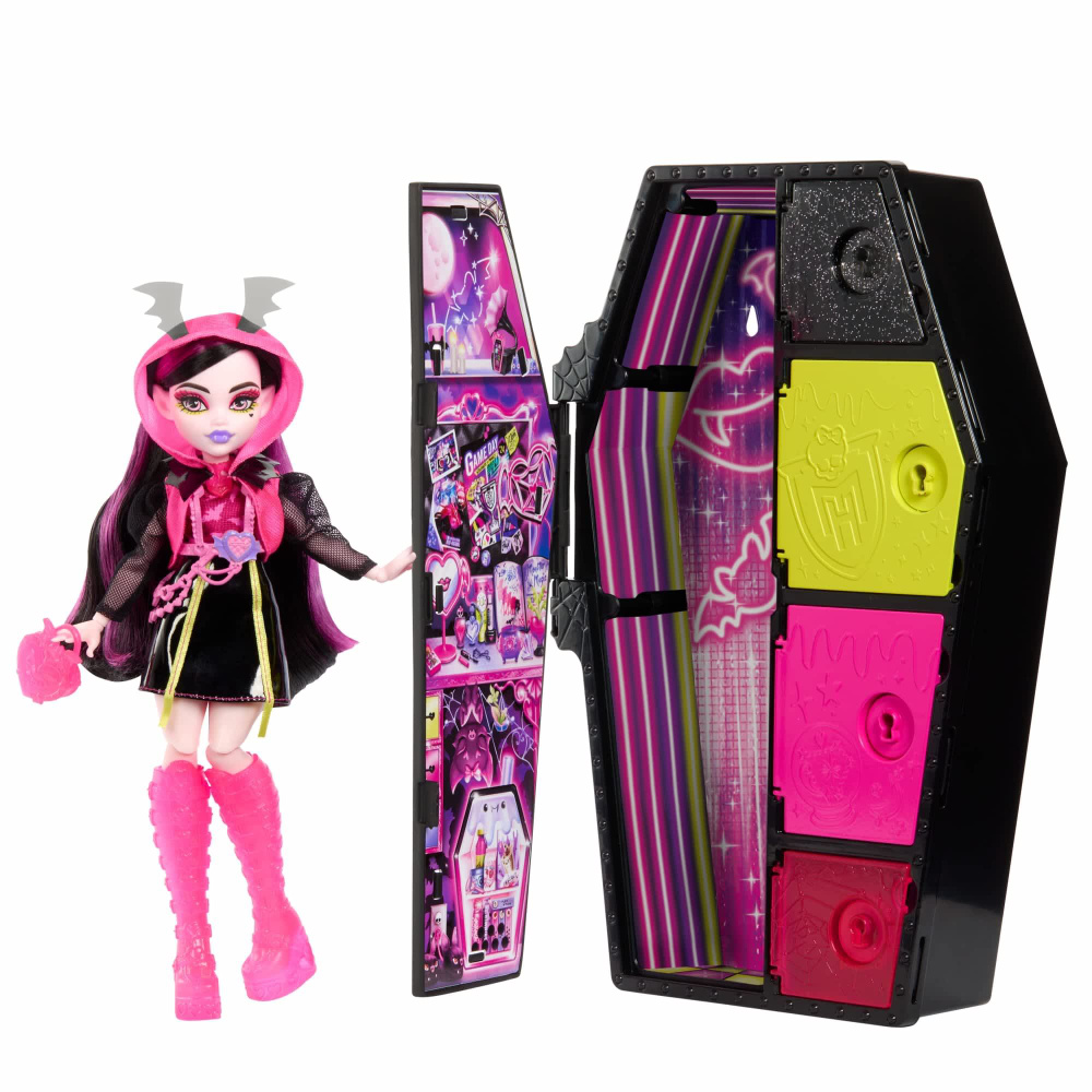 Monster High Monster High Doll, Draculaura, Skulltimate Secrets: Neon  Frights Монстр Хай Дракулаура с шкафчиком неоник