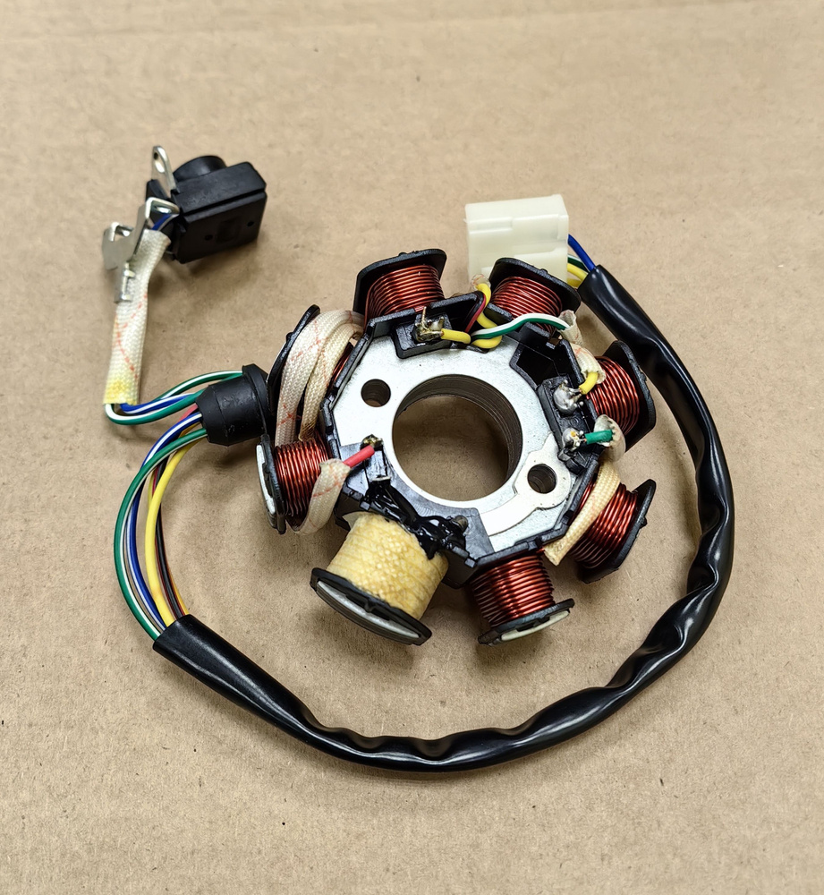 Статор генератора 8 кат. (7+1, 2.отв) для мото CB-200/250, CG-200/250 ...