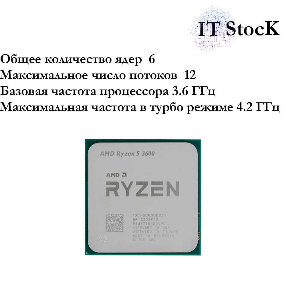 Процессор AMD Ryzen 5, OEM (без кулера), 6 яд., 3.6 ГГц купить по ...