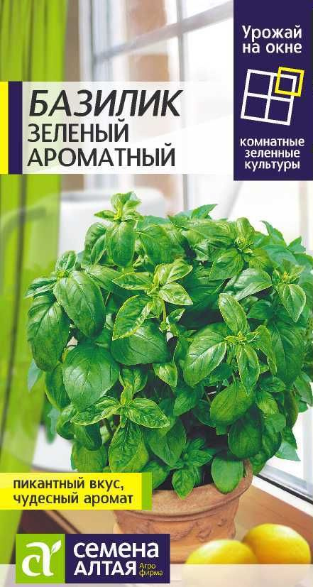 Базилик "Зеленый Ароматный" семена Алтая для балкона, подоконника, открытого грунта и теплиц, 0,3 гр #1