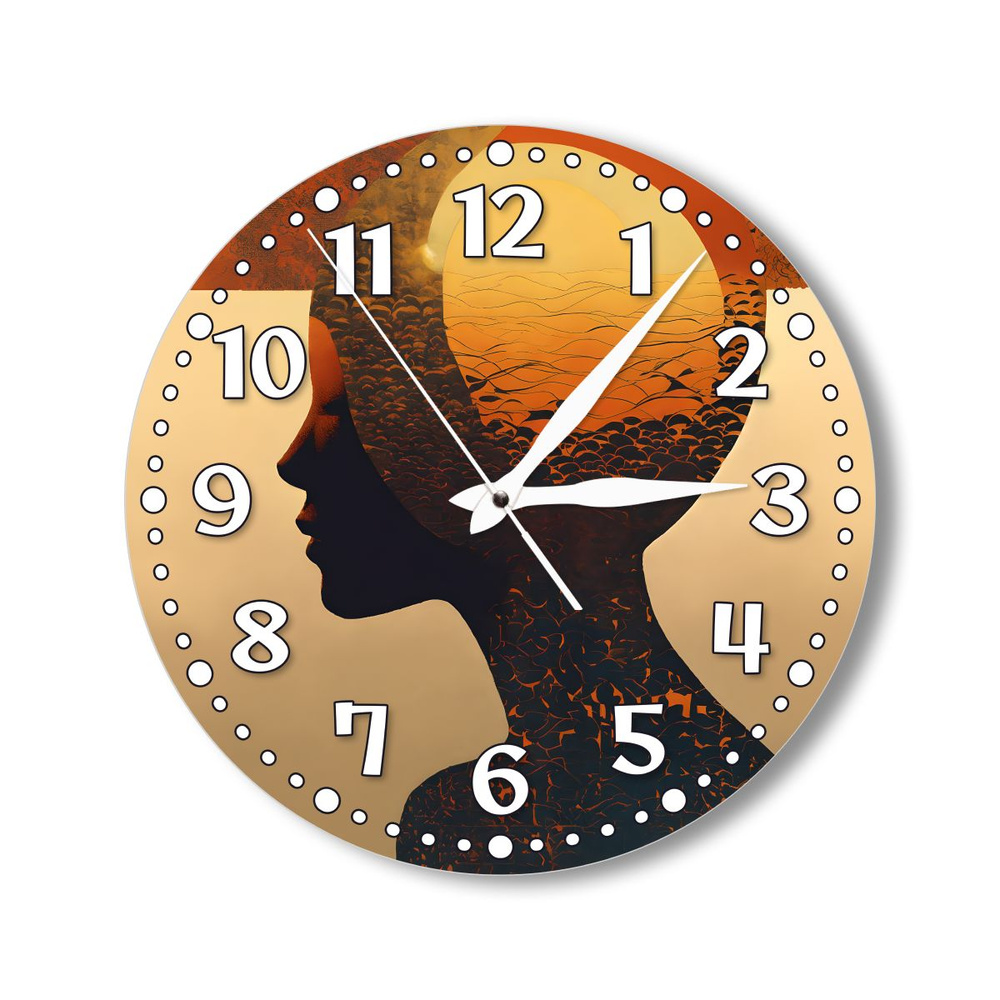 Деревянные настенные часы с УФ принтом 28см, бесшумные кварцевые ...