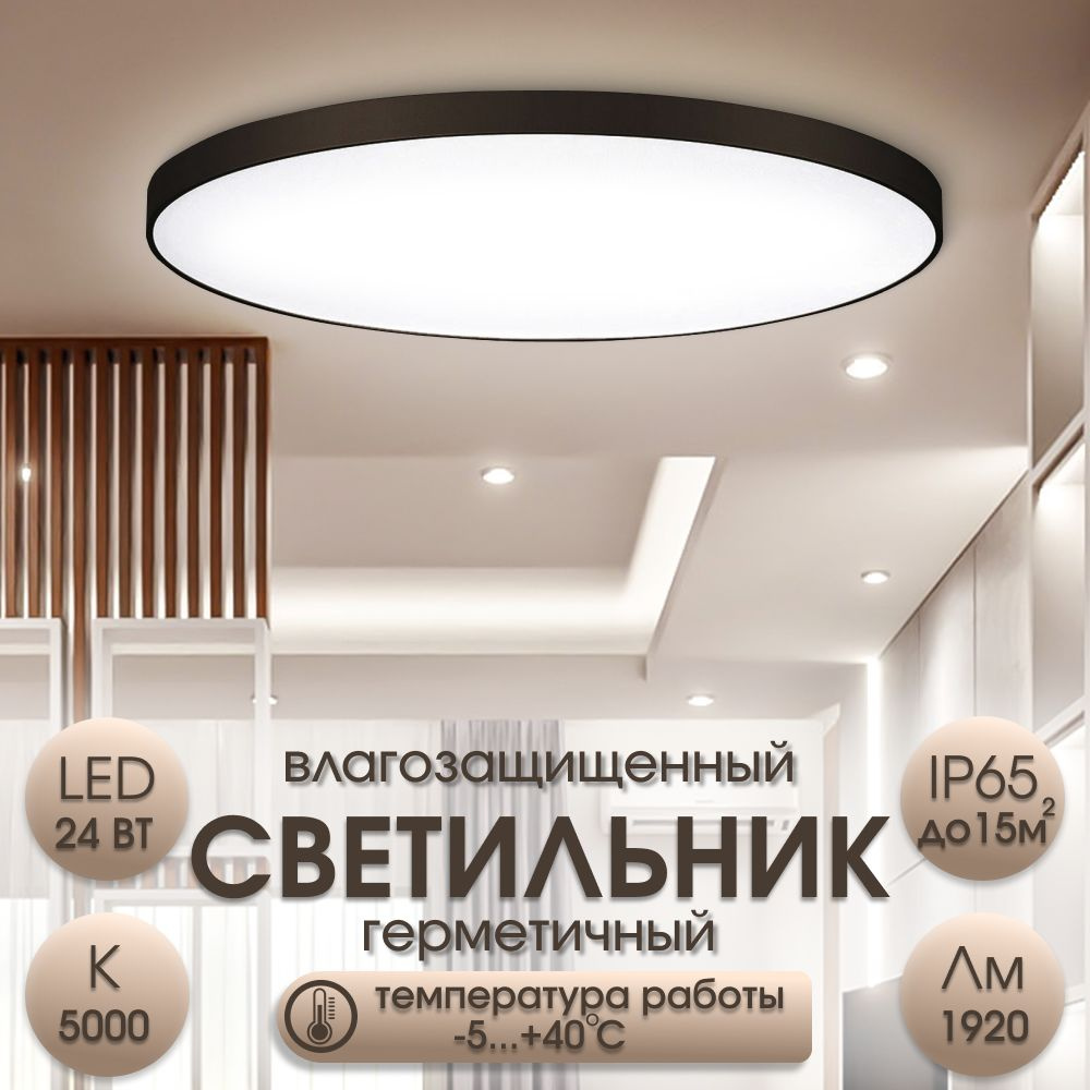 Светильник светодиодный LEEK BL 24Вт 5000К IP65 Черный #1