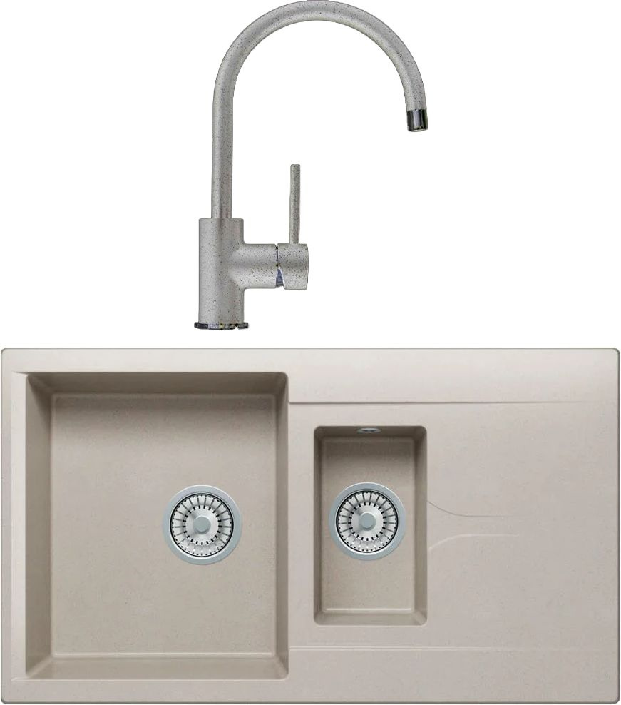 Комплект Мойка кухонная Polygran Brig 870 серая / Смеситель Seaman SSC ...