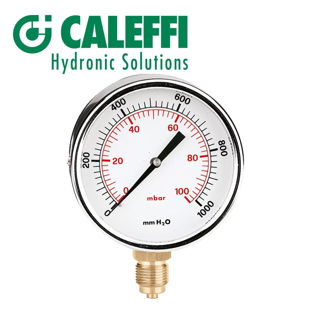 Манометр для газа CALEFFI 3/8" 0 100 миллибар, радиальное соединение ...