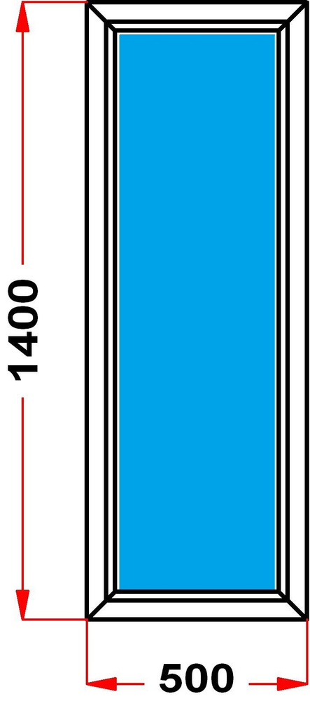 Окно из профиля Grunder 70 мм (1400 x 500), не открывающееся, стеклопакет 3 стекла  #1