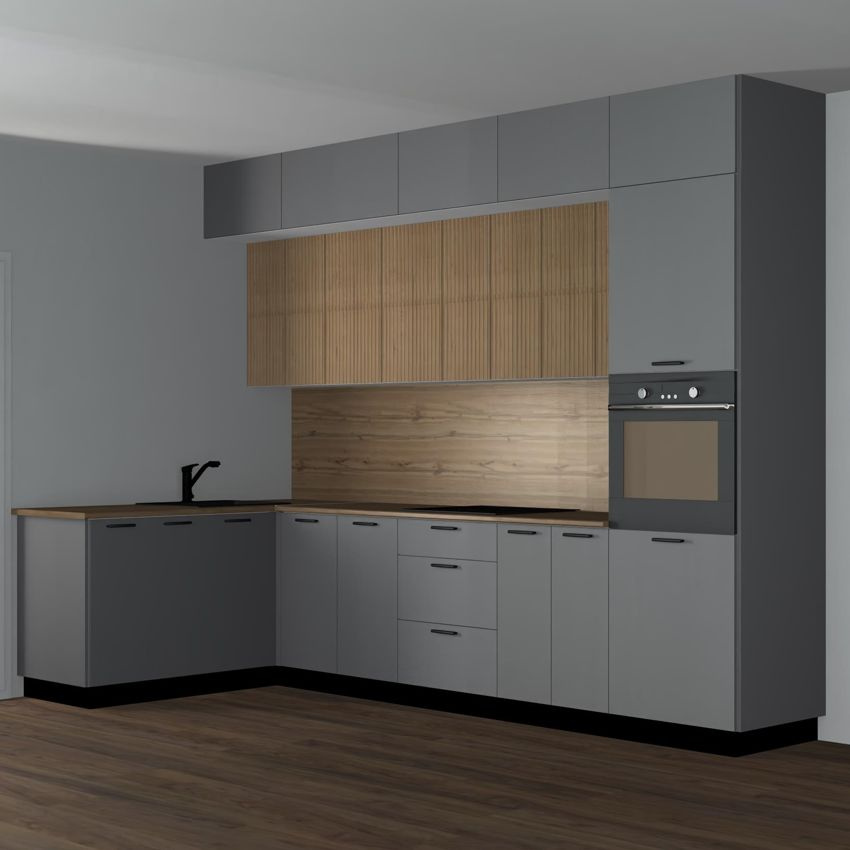 Кухонный гарнитур угловой большой Стайл-Модус 320х160 см с пеналом и ...